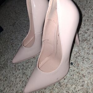 Classic Pointed-Toe Nude Patent Pumps - Women's High Heels